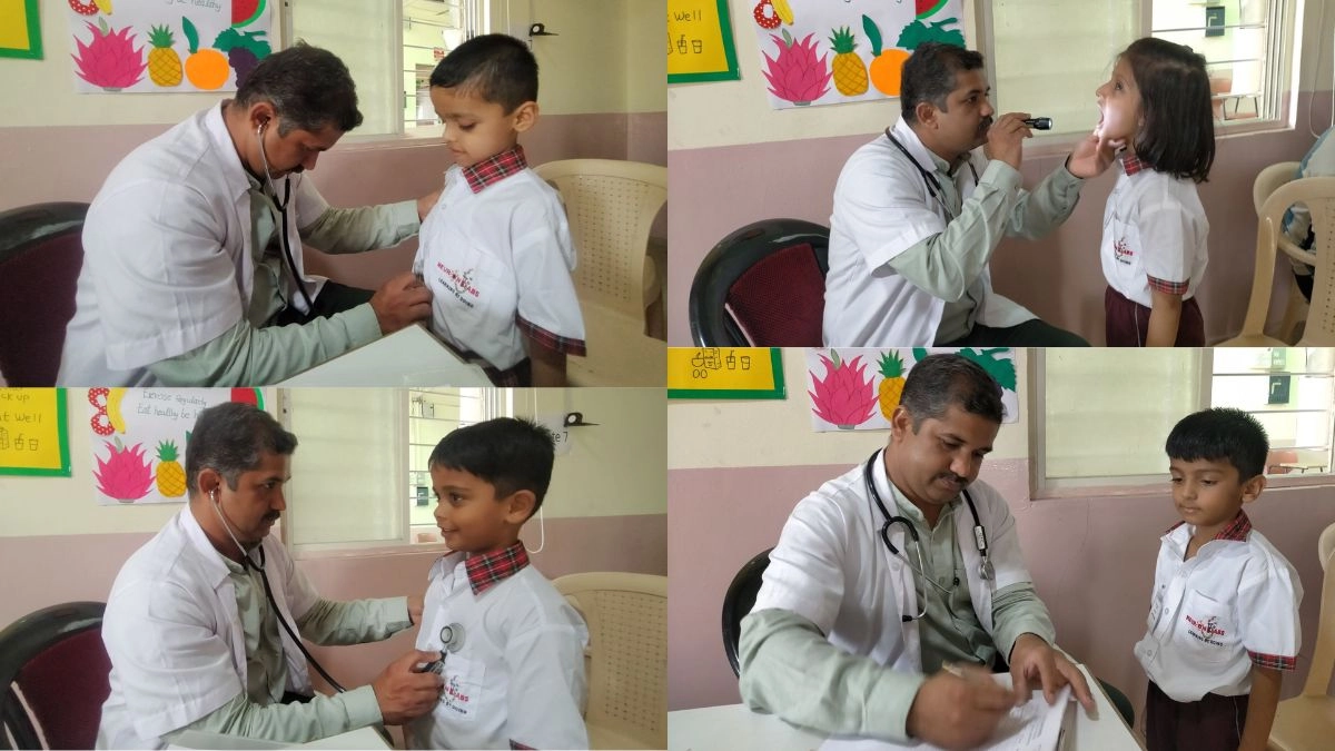 CBSE School Dhanori conducts regular health checkup every quarter for students.